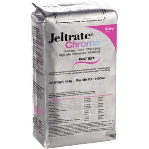 Jeltrate® Chroma Dustless Color-Changing Alginate Impression Material.