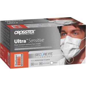 Ultra Sensitive Earloop with Secure Fit Technology Face Masks – ASTM Level 3, White, 50/Box