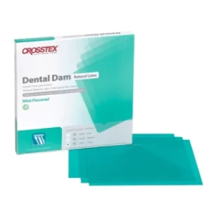 Latex Dental Dam – Unflavored, Blue, 5" x 5", 52/Box